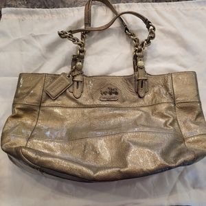 Coach Metallic Gold Patent Leather Tote Bag